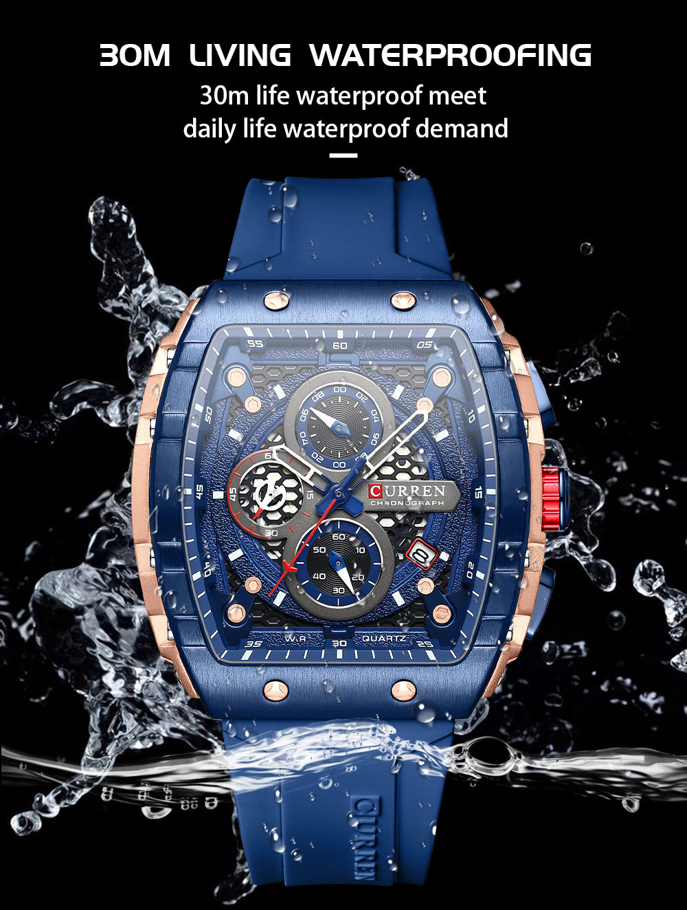 CURREN 8442 Men’s Rubber Strap Watch | Original CURREN Watch for Men