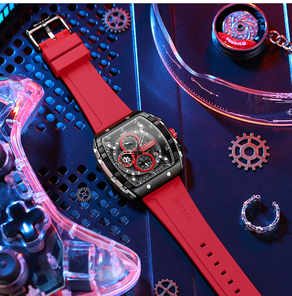 CURREN 8442 Men’s Rubber Strap Watch | Original CURREN Watch for Men