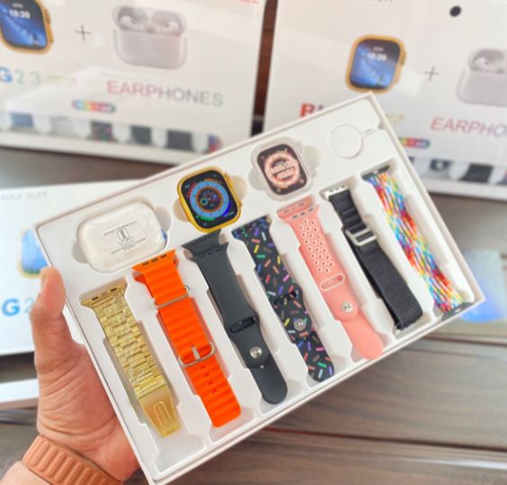Original i20 Ultra 2 Max Smartwatch Combo with AirPods Pro, 7 Straps & Silicone Case – Best Price in Pakistan & UAE
