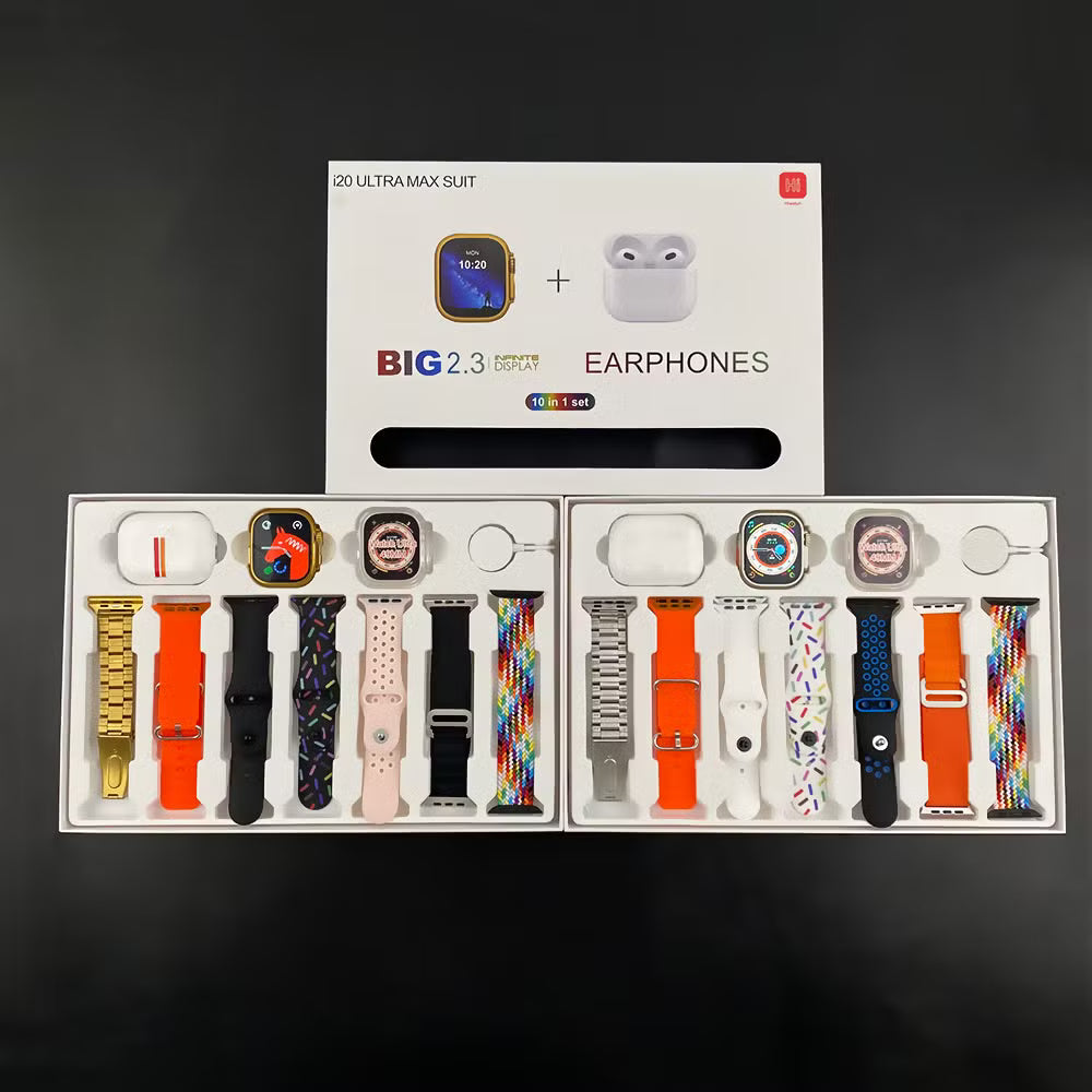 Original i20 Ultra 2 Max Smartwatch Combo with AirPods Pro, 7 Straps & Silicone Case – Best Price in Pakistan & UAE