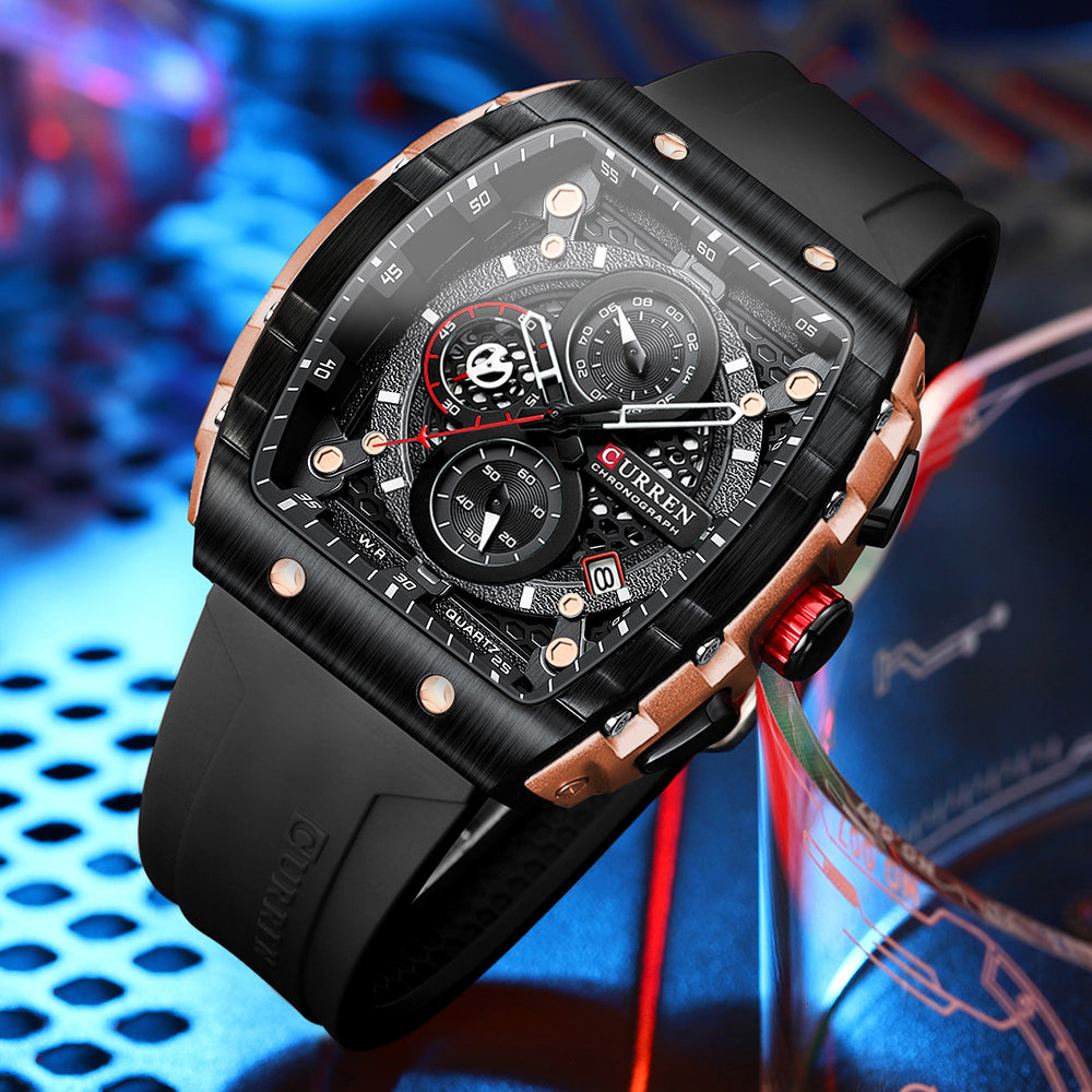 CURREN 8442 Men’s Rubber Strap Watch  | Original CURREN Watch for Men