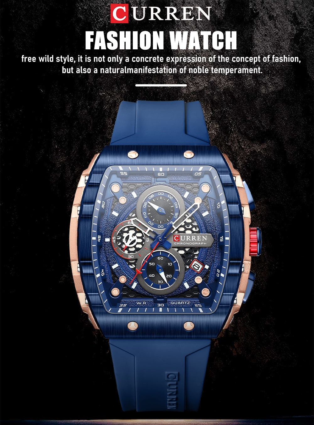 CURREN 8442 Men’s Rubber Strap Watch  | Original CURREN Watch for Men