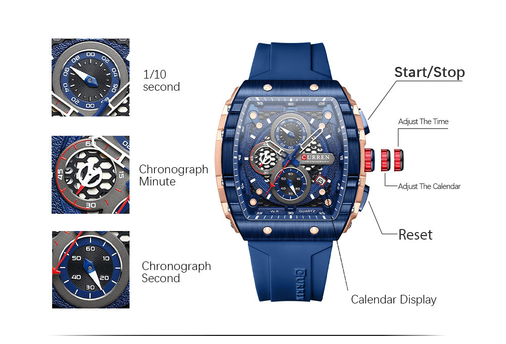 CURREN 8442 Men’s Rubber Strap Watch  | Original CURREN Watch for Men
