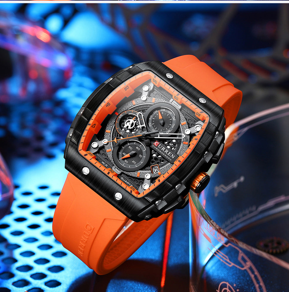 CURREN 8442 Men’s Rubber Strap Watch  | Original CURREN Watch for Men