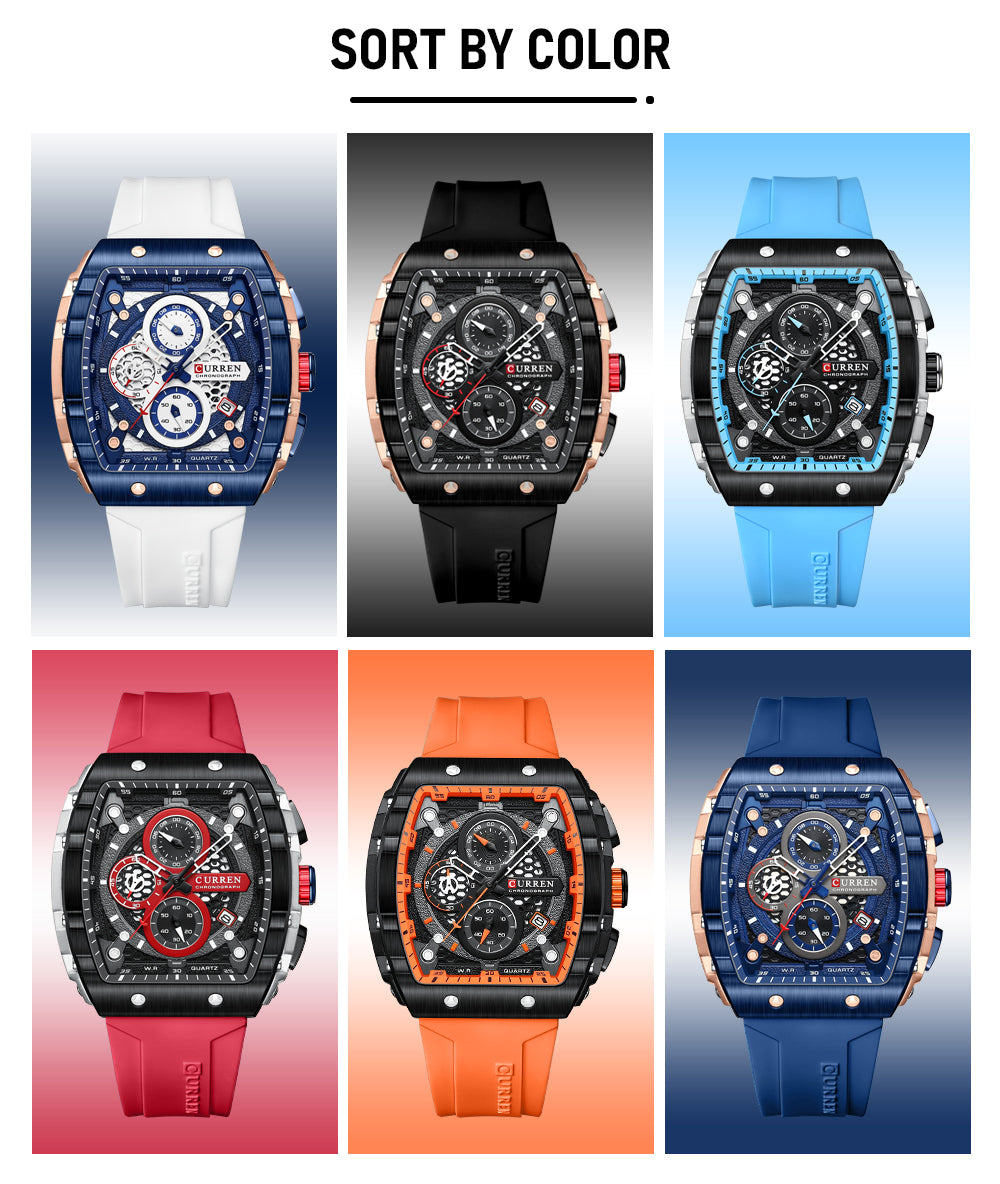 CURREN 8442 Men’s Rubber Strap Watch  | Original CURREN Watch for Men